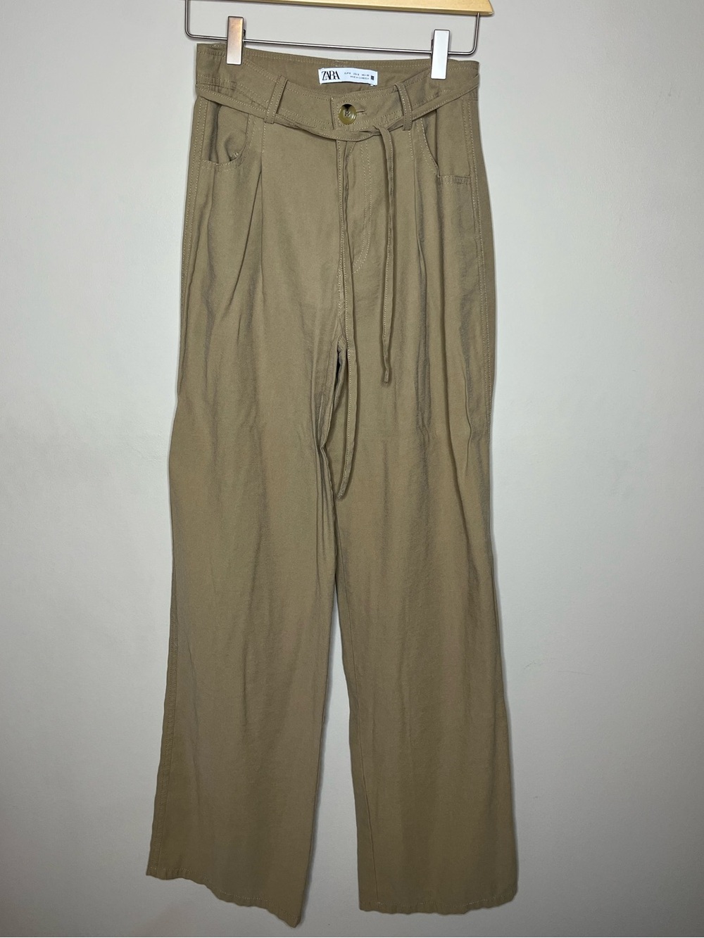 Zara Lightweight Olive Green Wide Leg Pants